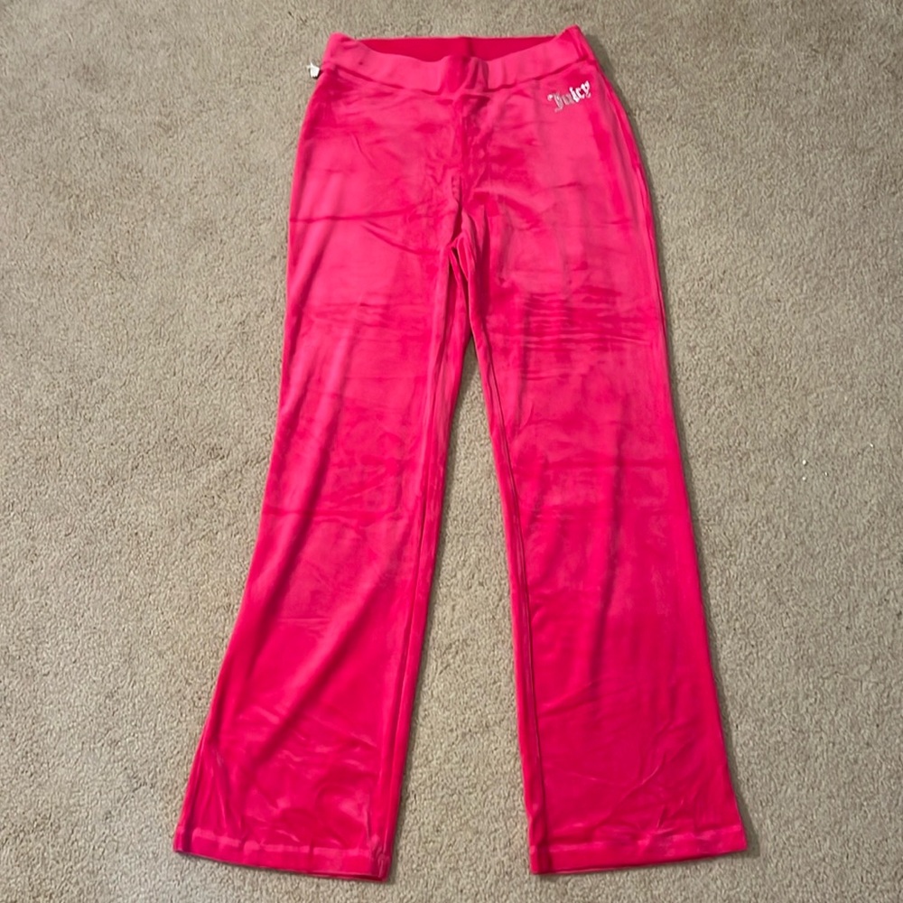 NWOT Juicy Couture Pink Velour Sweat Pants, Loungewear w/ bling, size small